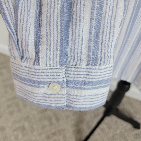 A.n.a Blue And White Striped Preppy Cotton Long Sleeve Button Down Sz L NEW - Picture 8 of 13